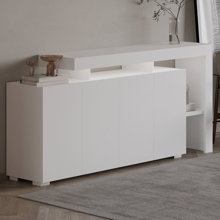 Hanah Home Beliz - Consola Blanca con Luces LED